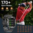 Smart Watch for Men Military Answer/Make Call 2.01 Display 170+ Sports Modes Fitness Smart Watch IP68 Waterproof 30 Days Standby Smartwatch for Android iOS Black (2 Straps)