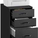 VASAGLE File Cabinet, 3 Drawers Filing Cabinet for Home Office, with Wheels, for A4, Letter Sized Documents, Hanging File Folders, Ink Black UOFC065B16, 15.7''d X 16.1''w X 26.9''h