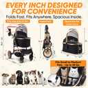 Evertail Pet Stroller 3-in-1 Foldable Dog Stroller for Small Dog or Cat up to 55 lbs, Detachable Carrier & Car Seat, Rubber Wheels, Anti-Shock Stabilizers, Water Bottle, Poop Bags
