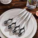 EAWELL Premium 4-Piece Louis Hammered Spoons Set, 18/10 Stainless Steel, Set of 4, Fine Spoon Set with Squared Edge, Dishwasher Safe (7.6" Dinner Spoon), 
Color	Silver