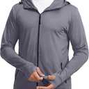 Men's UPF 50+ Light Jacket Full Zip Sun Protection Hoodie Long Sleeve Sun Shirts for Men Hiking Fishing Zip Pockets (Large, Dark Grey)