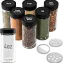 AllSpice 4" Glass Spice Jars 4 fluid ounces- 6 Pack