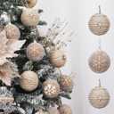 XmasExp Farmhouse Christmas Ball Ornaments Set-Rustic Shatterproof Christmas Tree Decorations 12Counts, 70mm/ 2.76", Farmhouse