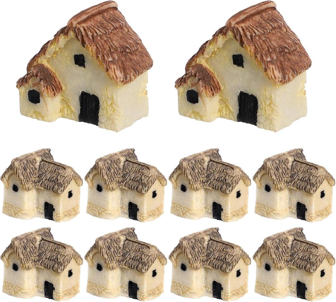Yardwe 24pcs Miniature House Fairy Gardens Ornament Mini Resin House Cottage Statues Sculptures for Micro Landscape Dollhouse Decor, Random Style