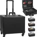 Relavel Rolling Makeup Case Cosmetology Case on Wheels Professional Extra Large Travel Train Case for Makeup Artists, Trolley Suitcase for Cosmetic Nair Art Salon Storage Organizer with 6 Clear Bags