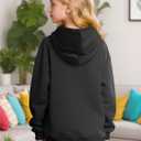 Cubear Girls Hoodie Sweatshirt Cute Long Sleeve Fleece Pullover Top with Pocket Graphic Print Soft Warm for Kids (Black, M)
