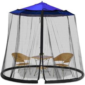Patio Mosquito Netting - Mosquito net for Patio Garden and Outdoor Umbrellas with Adjustable Elastic Cord and Zipper Umbrella net (Large, Bottom Water Pipe 2) Black