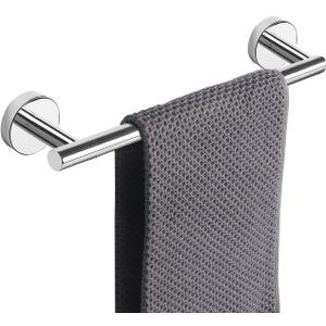 NearMoon Bath Towel Bar, Thicken Stainless Steel Shower Towel Rack Holder Wall Mounted for Bathroom,12-lnch Overall Length-10-lnch Usable Hanging Space (1 Pack, Chrome Finish)