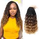 Eacia Goddess Box Braids Crochet Hair 14 Inch 7 Packs Ombre Pre Looped Crochet Hair with Curly Ends Short Boho Box Braids for Women(14 Inch, T1B/30/27#)