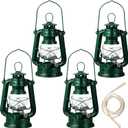 Honoson 4 Pieces Oil Lamp Hurricane Lamp Kerosene Lantern for Indoor Outdoors Decorative Hanging Oil Lantern with Wick Gift for Christmas Hiking Emergency Camping Party Decoration(Green,8 Inch)