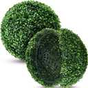 Hotop 2 Pcs 9 Inches Artificial Plant Topiary Ball 4 Layers Garden Spheres Boxwood Balls Artificial Topiaries Spheres Decorative Plants for Backyard, Balcony, Garden, Wedding, Indoor Outdoor Decor