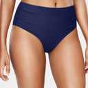 Daci Full Coverage Bikini Bottoms - Mid Rise Bathing Suit Bottoms for Women Tummy Control Swimsuit Bottom (Blue, Medium)