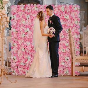 Flower Wall Backdrop 6 Piece 16.5x16.5inch White Silk Rose Wall Decor Artificial Floral Panel Ideal for Wedding Celebrations Arrangement Festive Party Backdrops and Elegant Home Decor
