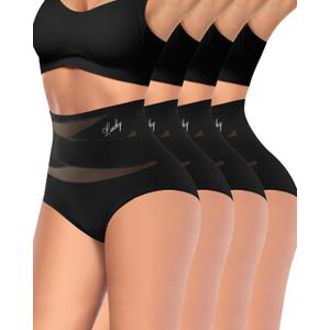 Women's High Waisted Underwear Postpartum Stretch Full Coverage Breathable Briefs 4 Packs Panties (3X-Large, Black)