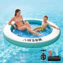 AWSUM Inflatable Water Hammock, Round Floating Ring with Mesh Circle Floating Hammock for Adults, Small Heavy Duty Pool Floats for Oceans Lake River Beach 6 FT 500 lbs