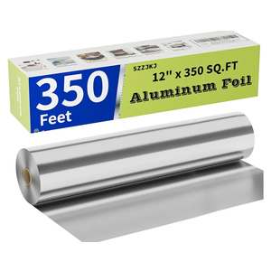 Aluminum Foil Roll, 12in x 350ft Aluminum Foil, Thick Strong Tin Foil with Cutter, Food Safe Cling Wrap for Cooking, Baking, Roasting, Grilling, Freezer Storage