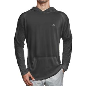 Baitium Mens Dry-Fit UPF 50+ Sun Shirt Hooded, Fishing Shirts for Men Long Sleeve, UV Sun Protection Apparel, Quick Dry Moisure Wicking Rash Guard Shirts-Charcoal- XX-Large