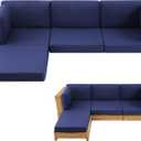 9-Piece Patio Furniture Cushions Set, Replacement Outdoor Cushions for 4-Seat Patio Sectional, Waterproof & Fade Resistant Deep Seat Cushion for Outdoor Sofa, Navy Blue, 9PCS