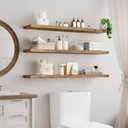 RALGEND Floating Shelves for Wall, 1.5" Thick Wall Shelf Set of 3 with Invisible Bracket, L47.2 x W7.9 Hanging Shelves Farmhouse Home Decor for Bathroom, Living Room, Bedroom, Rustic Brown 12301BJP3BF