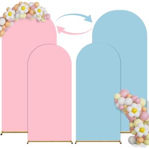Chiara Wedding Arch Cover Set of 2 - 6Ft/7.2Ft, Double Color Spandex Fitted Arch Cover for Baby Party Birthday Banquet Shower (Pink+Blue)