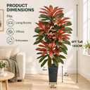 Artificial Red Dracaena Tree 6FT - Fake Tree with Black Tall Planter