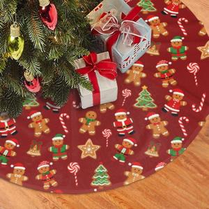 Gingerbread Man Candy Christmas Tree Skirt 48 Inches Holiday Home Party Supplies Xmas Trees Mat Decorations