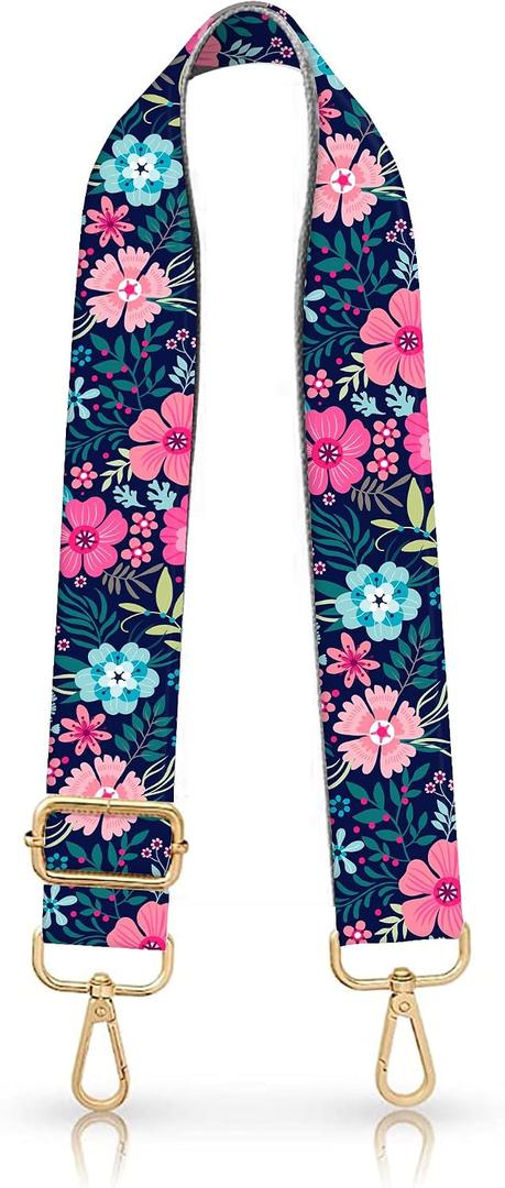 Wide Purse Strap Replacement Crossbody Handbag Shoulder Strap Adjustable Bag Straps Replacement (Luxury Purple flowers)