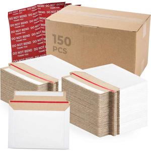Pack Of 150, Rigid Mailers 6.5x4.5 Self Seal Photo Mailers 6.5x4.5, Stay Flat White Cardboard Shipping, Ebay Standard Envelope Trading Cards And White Photography Mailer for CD, Photos, Document