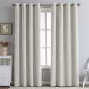 PFAS Free Ivory Linen Curtains 84 inch Length 2 Panels Set 100% Blackout Long Drapes for Bedroom Living Room Blackout Darkening Curtain Thermal Insulated (52x84 inch,Ivory)