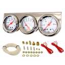 252mm 3 in 1 Triple Gauge kit Volt Meter Water Temp Temperature Gauge Oil Press Pressure Gauge