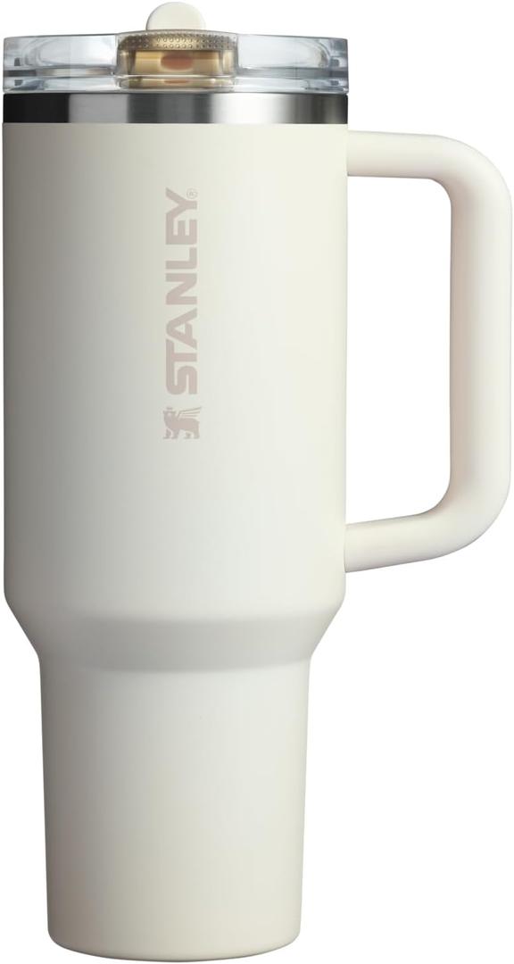 STANLEY Quencher ProTour Flip Straw Tumbler with Leakproof Lid,  Built-In Straw & Handle | Cupholder Compatible for Travel | Insulated Stainless Steel Cup | BPA-Free (40 Ounces, Cream)