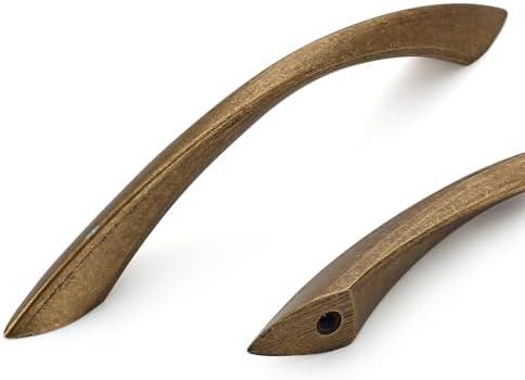 Amerdeco 10 Pack Antique Brass 5 Inch(128mm) Hole Centers Kitchen Arch Twisted Cabinet Pulls Cabinet Hardware Kitchen Handles for Cabinets Cupboard Handles Drawer Pulls ZH0048