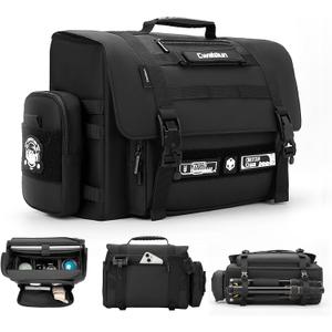 Cwatcun Camera Sling Bag, Waterproof Multifunction Photography Tactica Camera Crossbody Bag with Tripod Holder & Removable Accessory Bags for DSLR/SLR/Mirrorless Cameras - Medium (Black)