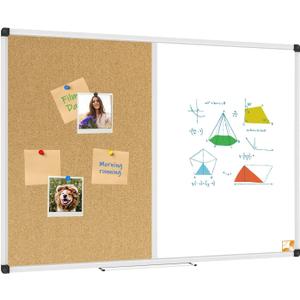 XBoard Magnetic Dry Erase Board & Cork Board 48 x 36 whiteboard, Combination White Board with Aluminum Frame