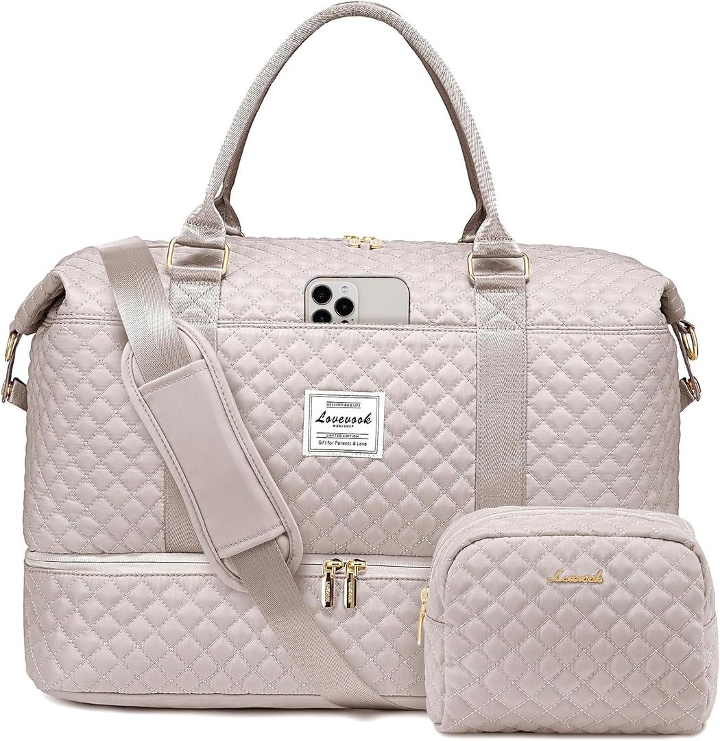 LOVEVOOK Travel Duffle Weekender Bags for Women with Shoe Compartment,Carry on Overnight Bag with Toiletry Bag,Gym Duffel Bag with Wet Pocket,Hospital Bags for Labor and Delivery