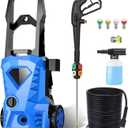 5000PSI 2.8GPM Electric Pressure Washer High Power Washer with 33ft Pressure Hose, 4 Nozzles and Soap Bottle for Cleans Patios/Fences/Home (Blue)