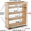 DINDON Pull Out Spice Rack Organizer for Cabinet, (6.5" W x 21.9" D x 25.2" H) Multi-Use Wood Pull Out Cabinet Organizer Slide Out Shelf Cabinet Storage for Kitchen, Pantry Organization