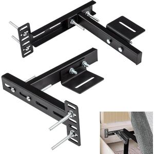 2 Pack Adjustable Headboard Brackets for Bed Base, Metal Headboard Brackets kit for Bed Frame, Black Footboard Extension Kit Compatible with Twin Full Queen King Bed