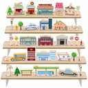 35 PCS Wooden City Play Set Wood Blocks Town Buildings Street Traffic Signs Cars Trees Pretend Play Toys for Play Mats Preschool Educational Learning Accessories Gift for Kids Boys Girls Toddler