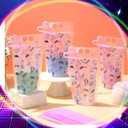 50 Pcs Party Clear Drink Pouches with Straws Popular Music Theme Zipper Bags Favors Decorations for Themed Disco Party Graduations, Weddings Bridal Baby Shower