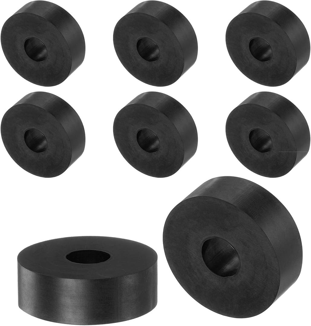 uxcell 8pcs Rubber Spacers 1-1/2" OD, 1/2" ID, 1/2" Height Round Anti Vibration Spacer Rubber Bushing Grommets Thick Rubber Washers for Home Car Accessories