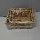 Small Wicker Basket for Organizing, Woven Storage Basket Set of 3 - Handwoven Natural Paper Rope Baskets to Declutter Any Room, Perfect for Organizing and Home Decor (Coffee)