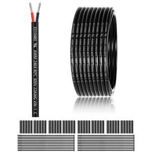 22 Gauge 2 Conductor Electrical Wire 100FT, UL 2464 22 AWG 2 Wire Cable Tinned Copper PVC Stranded 22/2 Core Wire for LED Strips Lighting, Outdoor Low Voltage Extension Cable, Automotive etc.