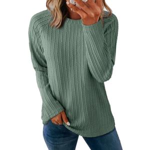Dokotoo Womens Tops Long Sleeve Lightweight Shirts 2025 Spring Fashion Trendy Tops Crewneck Casual Knit Basic Tee (3X-Large, Green)