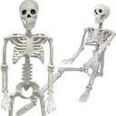 36" Skeleton Halloween Decorations, 3FT Realistic Full Body Movable Posable Joints Skeleton, Creepy Halloween Plastic Skeleton for Graveyard Decorations, Haunted House Props Indoor/Outdoor Decor