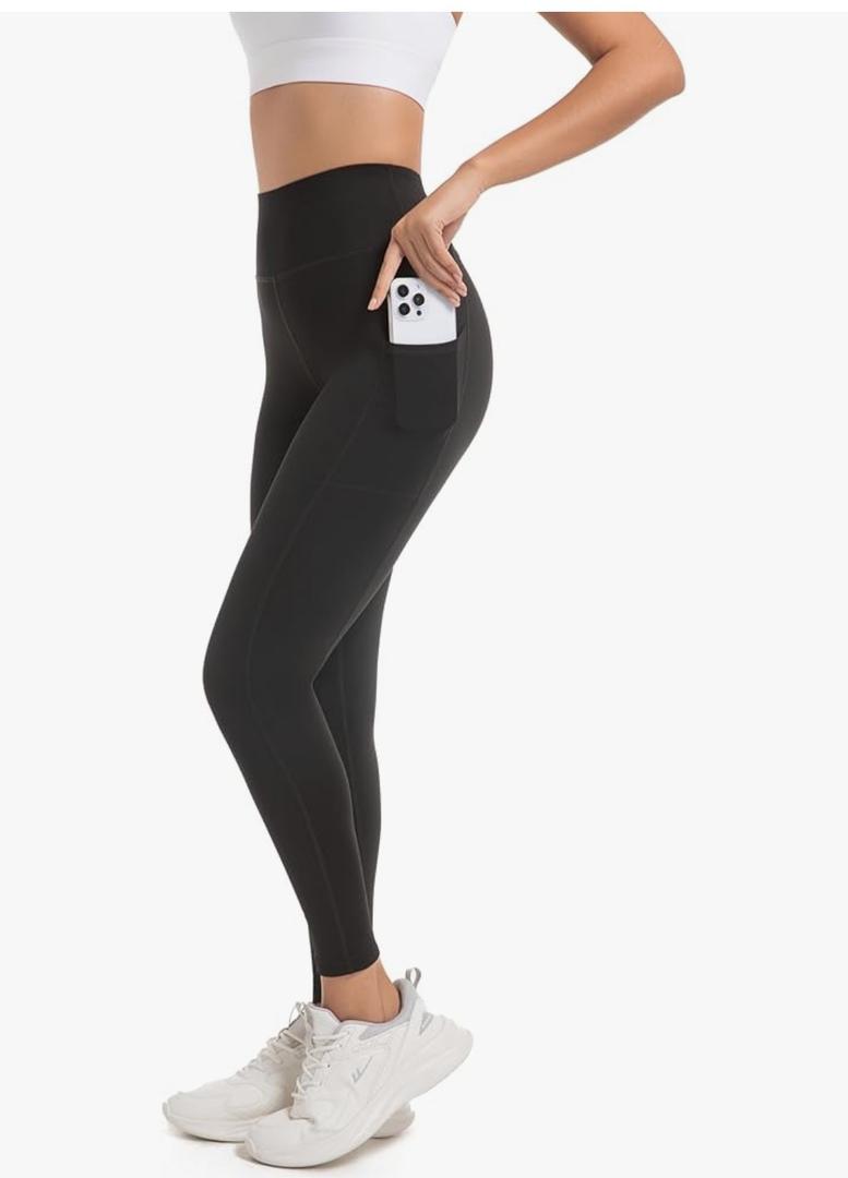 High Waisted Workout Leggings for Women Soft Tummy Control Yoga Pants with Pockets for Gym Athletic Running Size M