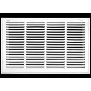24" X 16 Steel Return Air Filter Grille for 1" Filter - Removable Face/Door - HVAC Duct Cover - Flat Stamped Face - White [Outer Dimensions: 26.5 X 17.75]