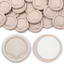 Aiviman 25pcs Wax Seal Stickers, Beige Embossed Shell Pattern Self Adhesive Wax Stickers, Great for Gift Wrapping, Wedding Invitation, Greeting Card, Christmas Decor