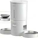 Automatic Cat Feeder for 2 Cats,6 Meals/Day,12 Portions/Meal,Dual Power Double Bowls,Dry Pet Food Autofeeder,10S Voice Record,Flexible Programmable Schedule Timer(White,Stainless Dual Bowls)