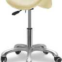 Saddle Stool with Wheels,Rolling Stool,Rolling Chair Ergonomic Swivel Rolling Chair with Hydraulic Lifting Height Adjustable Rolling for Office Medical Massage Salon Drafting(White)